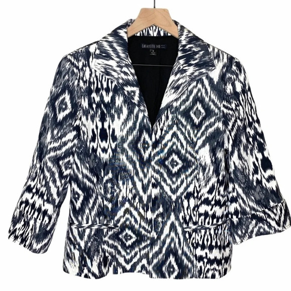 Lafayette 148 New York Women's 3/4 Sleeve Ikat Print Jacket - Picture 1 of 16
